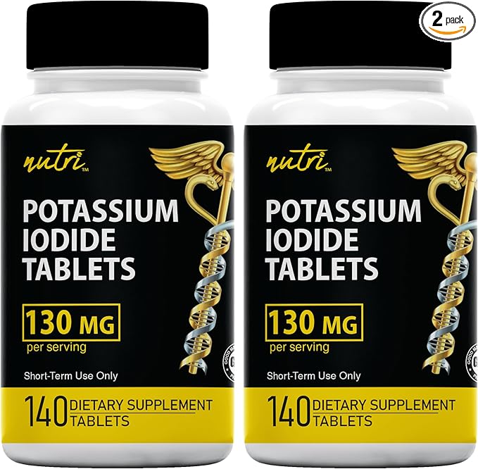 Potassium Iodide Tablets (Pack of 2) 130mg - 280 Tablets EXP 10/2032 - YODO Naciente - KI Pills - Yoduro de Potasio - Nutri Supplements
