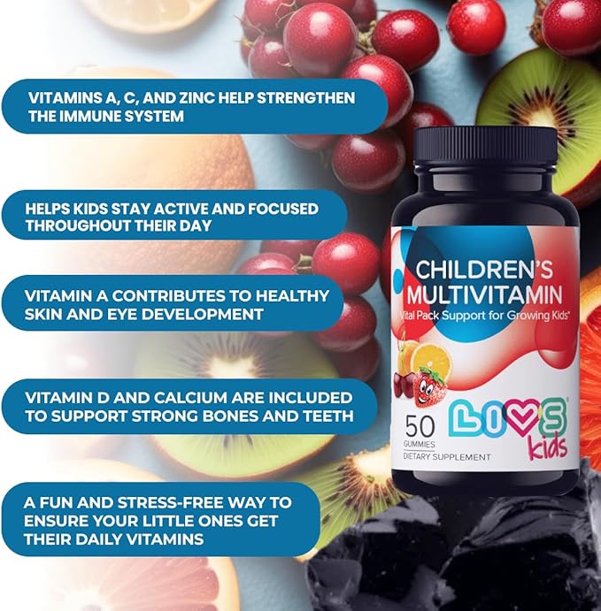 Children's Multivitamin Gummy - Kids Multivitamin Gummies with Vitamin D2, Omega 3, Zinc, Vitamin C, B12 & More | Gluten-Free, Non-GMO Supplements for Kids – Strawberry, Cherry & Org Taste, 100ct