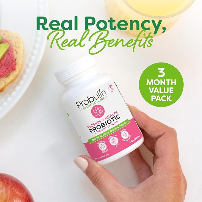 Probulin Womens Probiotic - Vaginal, UT, Gut & Immune Health with Lactobacillus Reuteri - 20 Billion CFU, 12 Probiotic Strains & Prebiotics - 90 Vegan, Gluten Free Capsules for Whole-Body Wellness