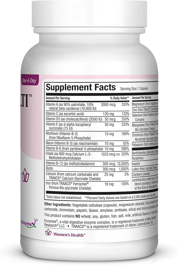Womens Multivitamin – Essential Multivitamin for Women Supplement with Vitamins A B C D E Calcium Zinc Biotin & More – Daily Multi Vitamins and Multiminerals for Gut Support - Kosher (60 Capsules)