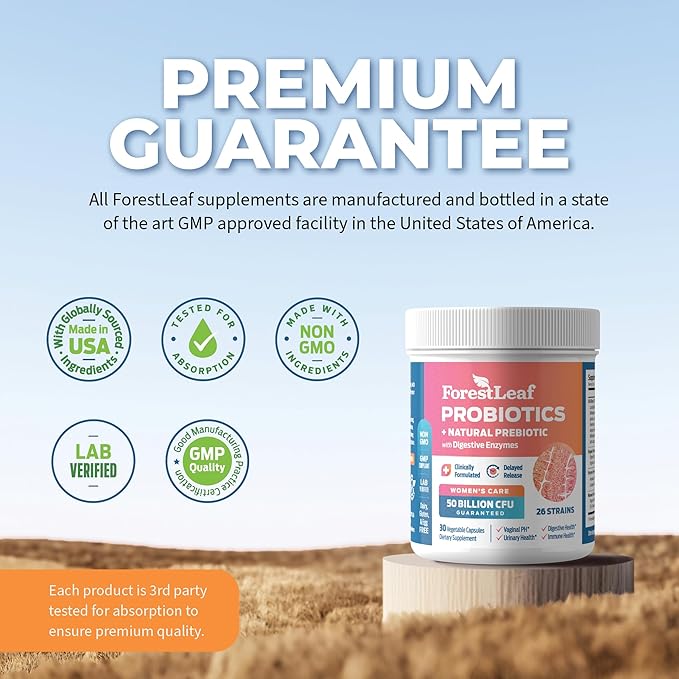 Probiotics for Women, 50 Billion CFU, 26 Unique Strains, Women's Probiotic and Prebiotics Support Digestive Health, w/Cranberry, Hibiscus & D-Mannose for Vaginal PH Balance, Urinary, Gut (30 Caps)
