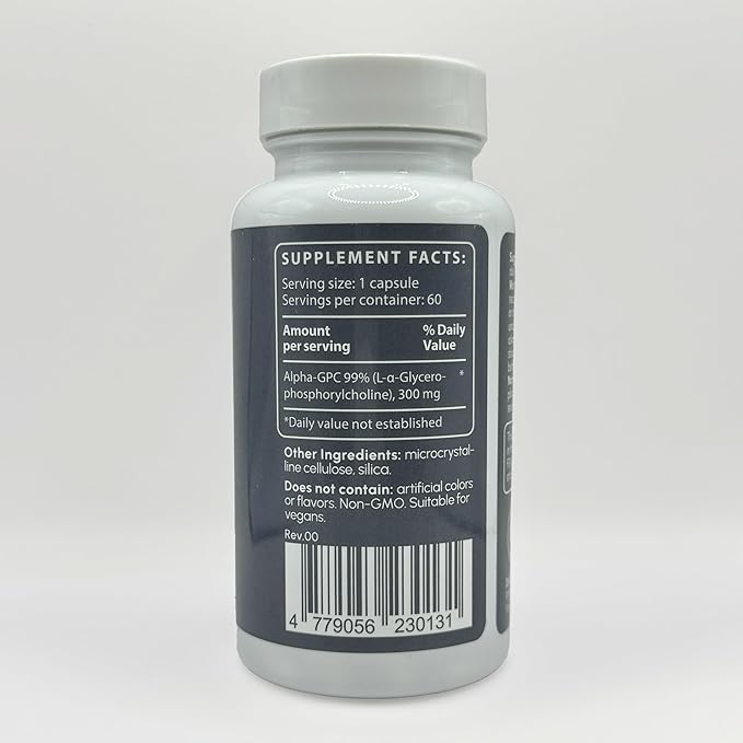 Alpha GPC Supplement Bio-Available Pure Form of Choline - Easily Absorbed by The Body - 300mg 60 Capsules - Made in The USA