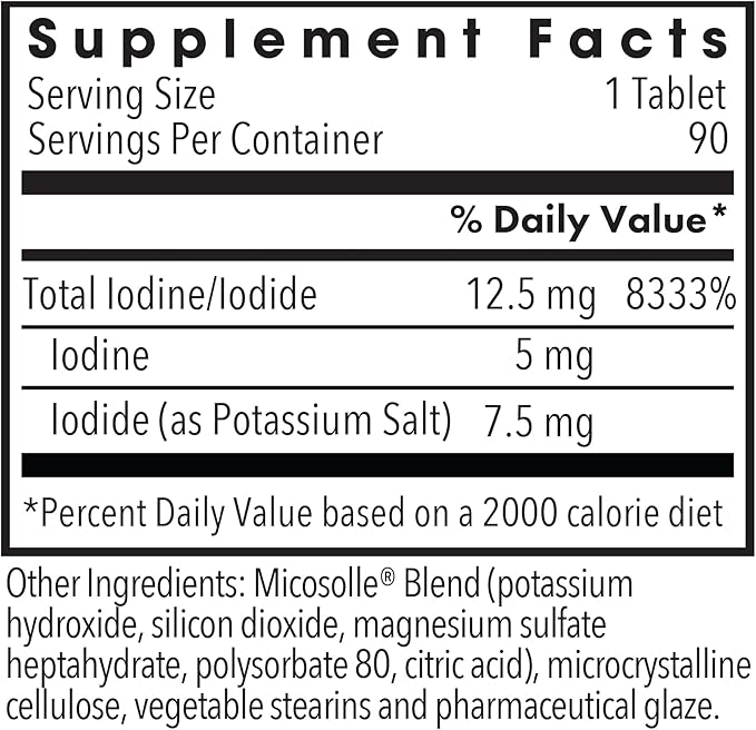 Iodoral 12.5 mg Supplement - Iodine Supplements for Thyroid Support, Potassium Iodide Tablets, Lugol Solution, Daily Vitamins and Minerals, High Potency Iodine Tablets - 90 Count (Pack of 2)