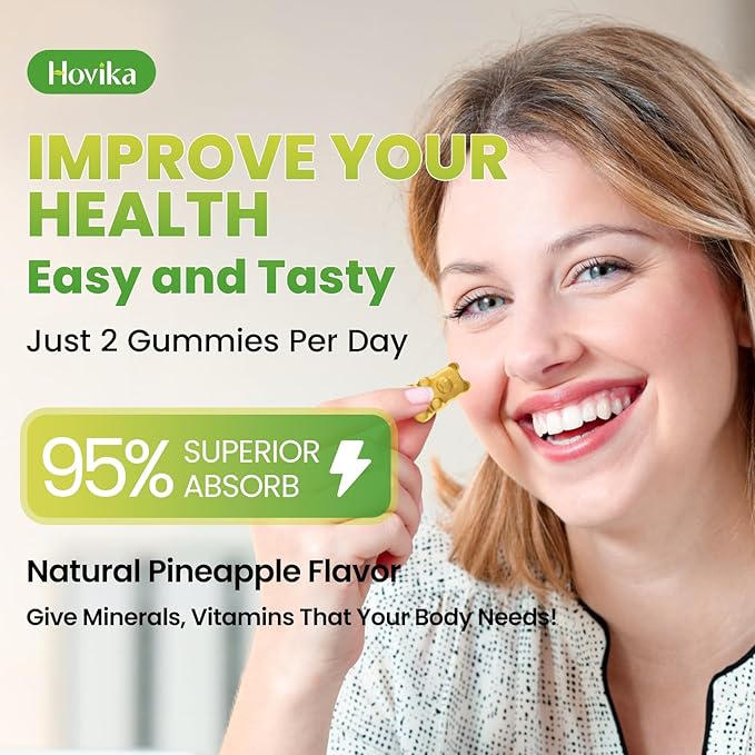 Calcium Magnesium Zinc Gummies, Calcium Magnesium 2:1 Ratio with Vitamin D3, K2, B6, B12 for Bone Strength, Muscle Function & Nerve Health, Extra Absorption Formula, Vegan, Pineapple Flavor 60 Gummies