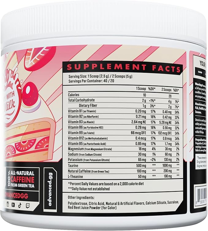 Advanced Energy - Energy Boosting Formula with Electrolytes for Hydration - L-Theanine to Combat Jitters - Sugar Free & Keto Friendly - No Maltodextrin (40 Servings) (Strawberry Shortcake)