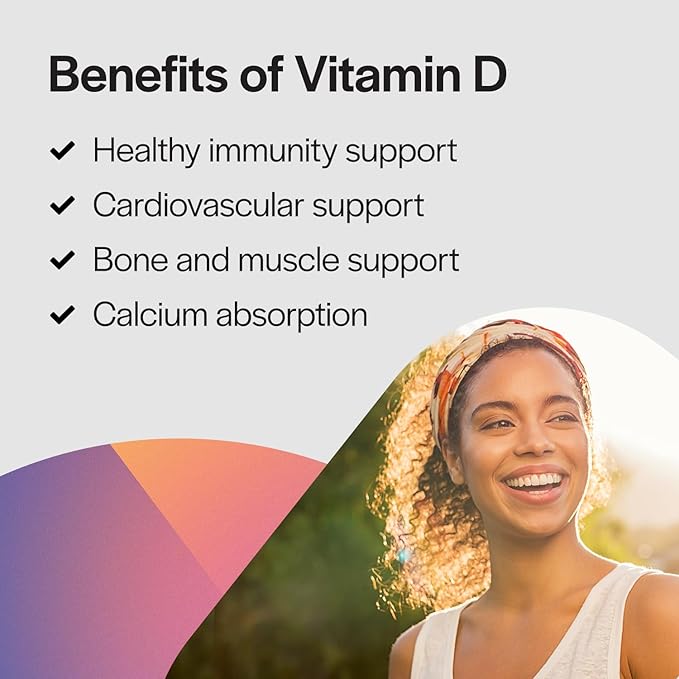 PureFormulas Vitamin D3 1,000 IU 25 mcg - Premium Vitamin D Supplement for Healthy Bone Formation, Teeth, Cardiovascular Health, and Immune Support Non-GMO - 100 Count Tablets