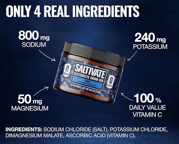 Unflavored Electrolytes | High Sodium, Potassium, Magnesium | Clean Hydration - No Sugar, Stevia, Citric Acid or Maltodextrin | Bulk Raw Electrolyte Powder 90 Servings | HSA FSA | Made in USA