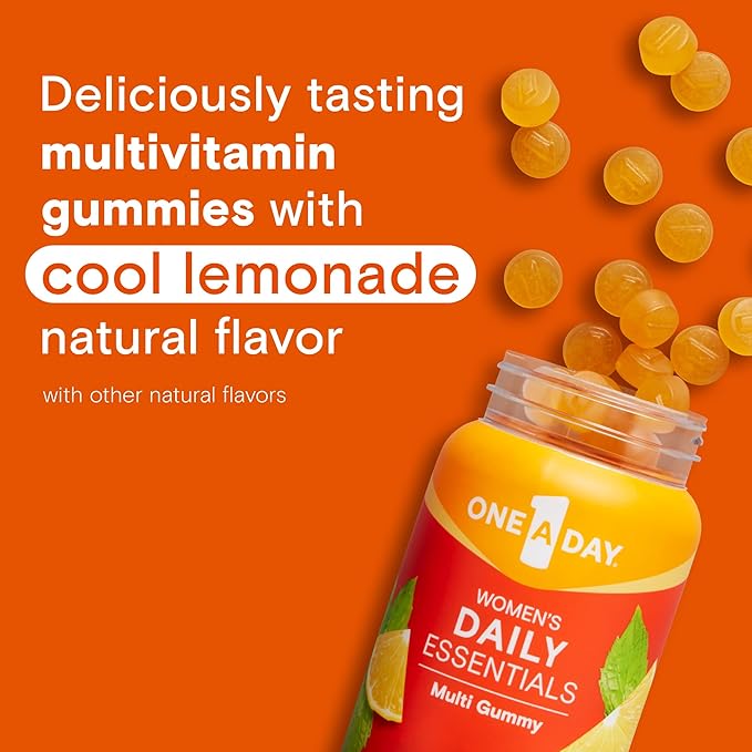 One A Day Women’s Daily Essentials Multivitamin Gummies, Multivitamin for Women, Zinc, Immune Support, Cool Lemonade Naturally Flavored, 120 Gummies