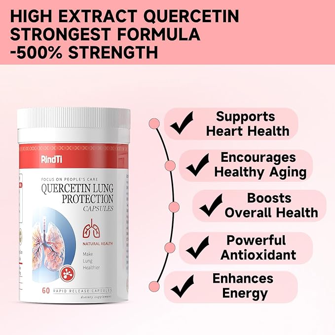 Quercetin with Bromelain,Quercetin 500mg Capsules,Immune Health,Respiratory Wellness,60 Capsules