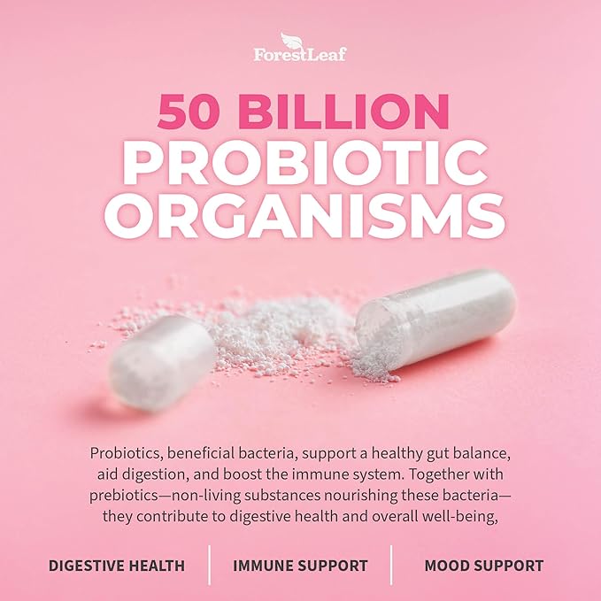 Probiotics for Women, 50 Billion CFU, 26 Unique Strains, Women's Probiotic and Prebiotics Support Digestive Health, w/Cranberry, Hibiscus & D-Mannose for Vaginal PH Balance, Urinary, Gut (30 Caps)