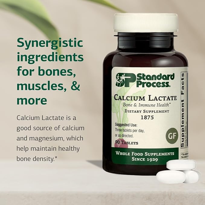 Standard Process Inc. Calcium Lactate - Immune Support and Bone Strength - Bone Health and Muscle Supplement with Magnesium and Calcium - 90 Tablets