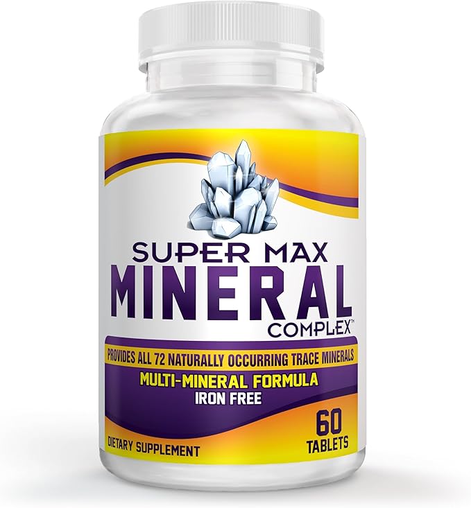 Super-MAX Multimineral Supplement (Iron Free) Multiminerals | High-Potency Multi Mineral Supplements (All-in-1) Minerals Formula | Mineral Complex | 1-Month Supply | 60 Tablets