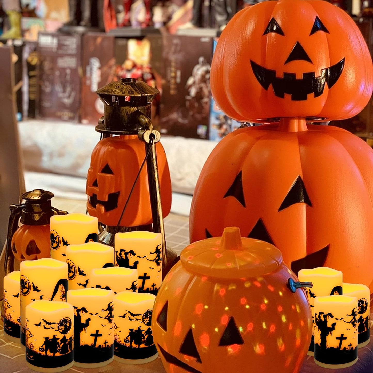 12-Pack Waterproof Flameless LED Candles - Remote Control & Timer, Dimmable Flickering for Halloween Decor Indoor/Outdoor, Haunted House, Party, Graveyard