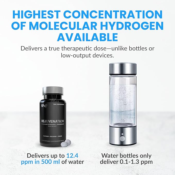 DRINK HRW Rejuvenation Molecular Hydrogen Water Tablets: 12 ppm H2 - Hydrogen & Magnesium Supplement, Supports Energy Production, Recovery, Cognitive Health. Informed Sport Certified (Raspberry 60ct)