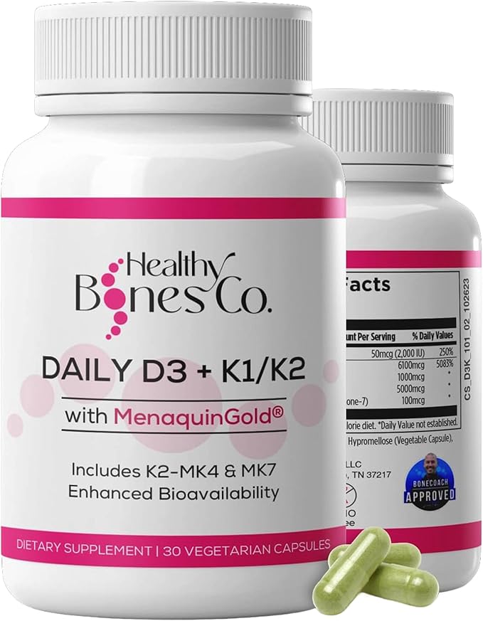 Premium D3/K2 - Full Spectrum Vitamin K2 MK7 + MK4 + D3 2000iu + K1, Daily D3 + K1/K2 Supplement, Highly Bioavailable VIT D Supplements and Vitamins for Strong Bones & Immune Support - 30 Capsules