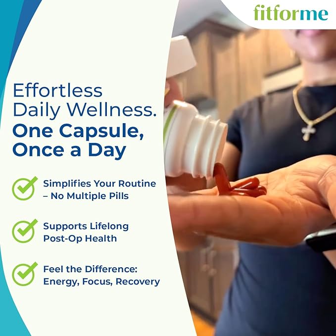 FitForMe Bariatric Multivitamins with Iron After Gastric Sleeve - One a Day WLS Optimum Capsule - 90 Days Supply of Vitamins & Minerals, Scientifically Proven
