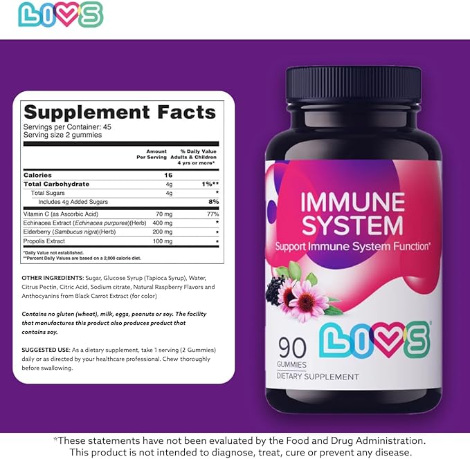 Immune System Elderberry Gummies for Adults & Kids | Advanced Immune Support Supplement with Vitamin C, Echinacea, & Propolis | Vegan & Gluten Free Gummy Vitamins | 200mg Elderberry/Dose -180 Ct