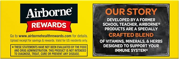 Airborne 1000mg Vitamin C with Vitamin D & Zinc, Sugar Free Multivitamin Immune Support Supplement, Antioxidants Vitamins A C & Vitamin E, 30 Effervescent Tablets, Zesty Orange Flavor