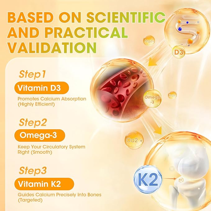 Vitamin D3 K2 Gummies, Vitamin D3 10000IU, K2 (MK-7) 200mcg, 6-in-1 Vitamina D3 Con K2 Supplement with Omega-3, Magnesium, Calcium and Zinc for Bones, Teeth & Immune Support, Sugar Free, 2 Packs