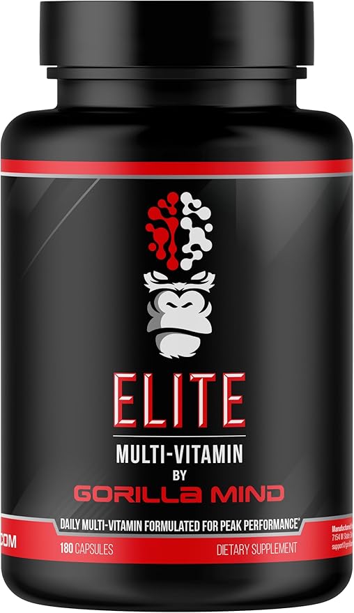 Gorilla Mind Elite Multi-Vitamin (180 Capsules) – Daily Multivitamin Formulated for Peak Performance | 27 Nutrients to Backfill Micronutrient Shortcomings