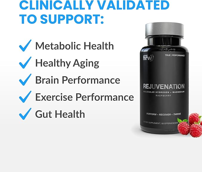 DRINK HRW Rejuvenation Molecular Hydrogen Water Tablets: 12 ppm H2 - Hydrogen & Magnesium Supplement, Supports Energy Production, Recovery, Cognitive Health. Informed Sport Certified (Raspberry 60ct)