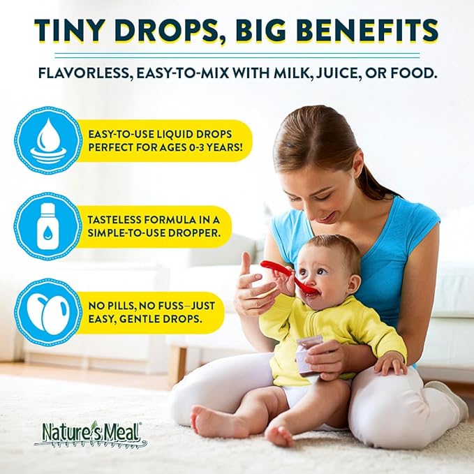 Nature's Meal Vitamin D3 + K2 Drops MK-7 5 mcg, Liquid Vitamin D Drops for Infants 400 IU, Healthy Bones, Heart & Immune System, Sugar Free Supplement for Infants/Baby & Toddlers, 180 Servings