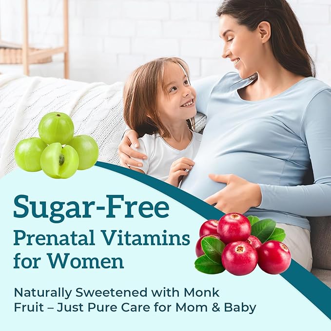 Prenatal Gummies Sugar Free 180 Count - Organics Prenatal Vitamins for Women with Folate, DHA & Probiotics - Iron Free Prenatal Vitamin Gummies for Immune & Digestive - 2 Bottles