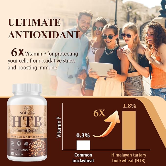 Himalayan Tartary Buckwheat Supplement with Quercetin, Vitamin C, D, Zinc, Curcumin for Immune Support & Antioxidant & Gut Health - 120 Vegan Capsules