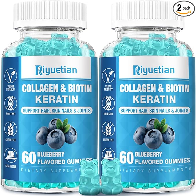 Biotin Gummies 15000mcg with Collagen for Adults Women & Men - Hair, Skin & Nails Gummies with Biotin - Collagen for Woman - Vegan, Non-GMO, Hair Vitamins - 120 Count, 2 Pack