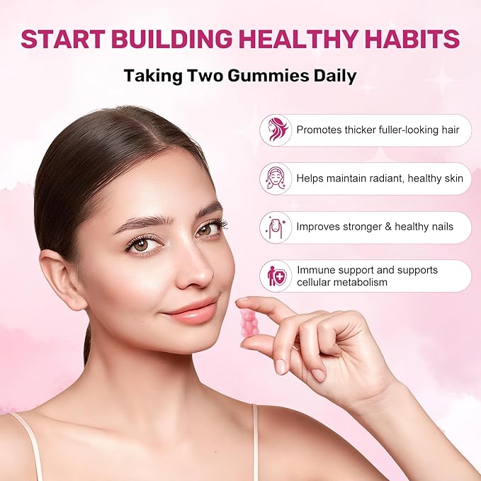 Hair Skin and Nails Gummies, Biotin (10,000mcg) Hair Skin and Nails Vitamins Supplement for Women, Men Supports Faster Hair Growth, Stronger Nails, Healthy Skin, 240 Count