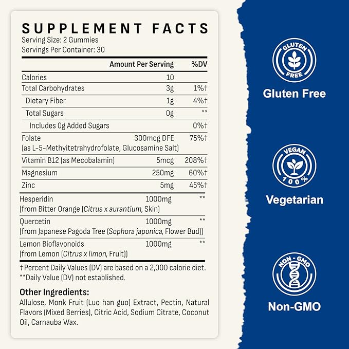 Flavonoid Supplement Gummies 3000mg – Bioflavonoid Complex with Hesperidin, Quercetin, Lemon Bioflavonoids & Vitamin C – 120 Gummies