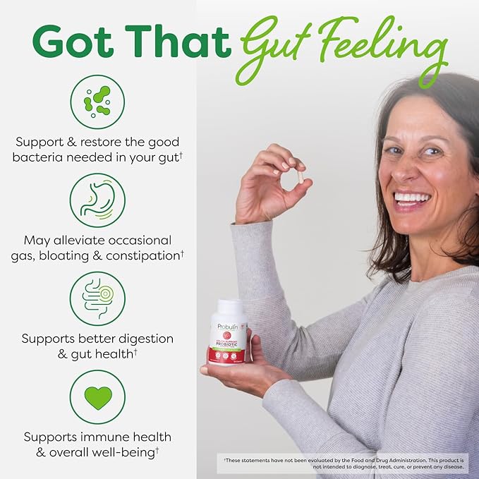 Probulin Colon Support Probiotic Supplement, Daily Gut, Digestive, and Immune Health Probiotics Capsules for Men and Women, 20 Billion CFU, Vegan, 60 Count Bottle