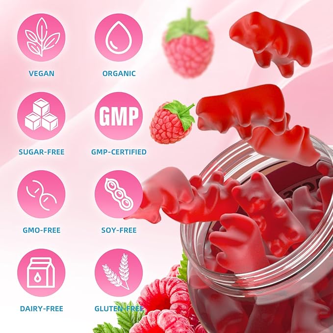 Calcium Citrate Gummies, Sugar Free Calcium Citrate 1000mg for Muscle Healthy, Absorption Calcium Supplements for Adults & Kids, Raspberry, 60 Count