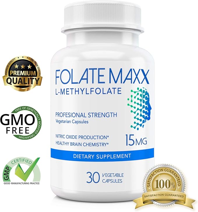 L-Methylfolate 15mg - 30 Capsules - Professional Strength Active Methyl Folate - 5-MTHF Supplement for Men & Women - Non GMO, Gluten Free, No Fillers
