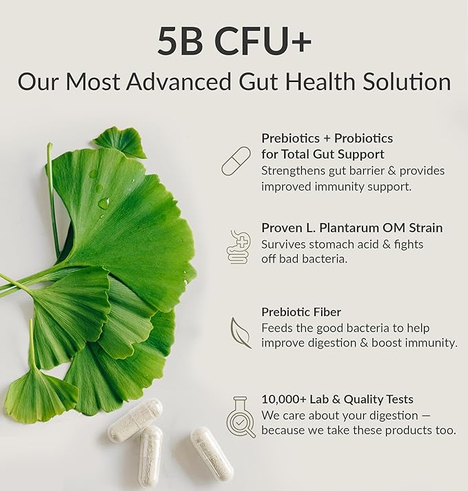 BiOptimizers Probiotic Breakthrough – Lactobacillus Plantarum OM Probiotics & Prebiotics Health Supplement for Gut, Digestive & Immune Support Probiotics for Women Men Elderly– 120 Vegan Capsules