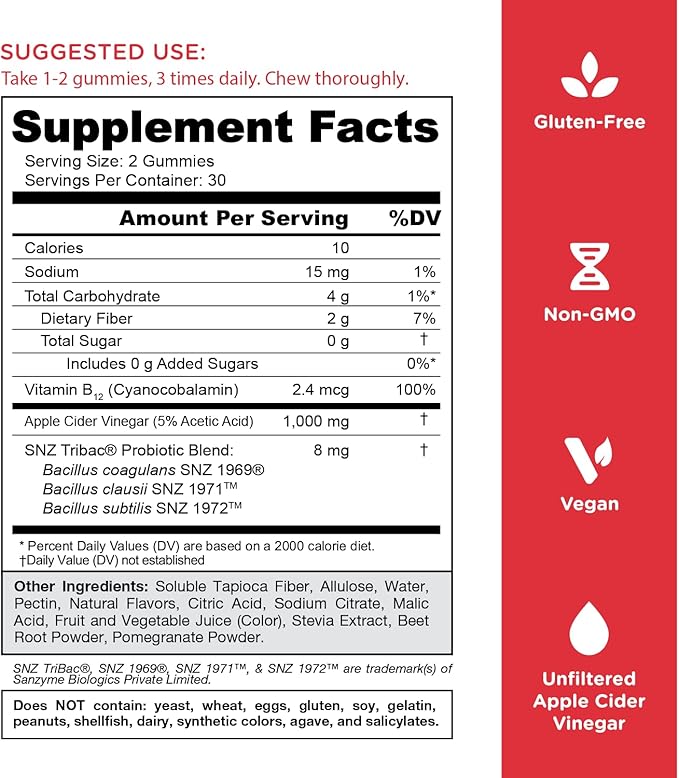 Goli Zero Sugar Apple Cider Vinegar Gummies - Vitamin B12, Probiotics to Address Bloating. No Artificial Sweeteners, No Sugar Alcohols. Vegan, Plant Based, Non-GMO, Gluten-Free & Gelatin Free. (1)