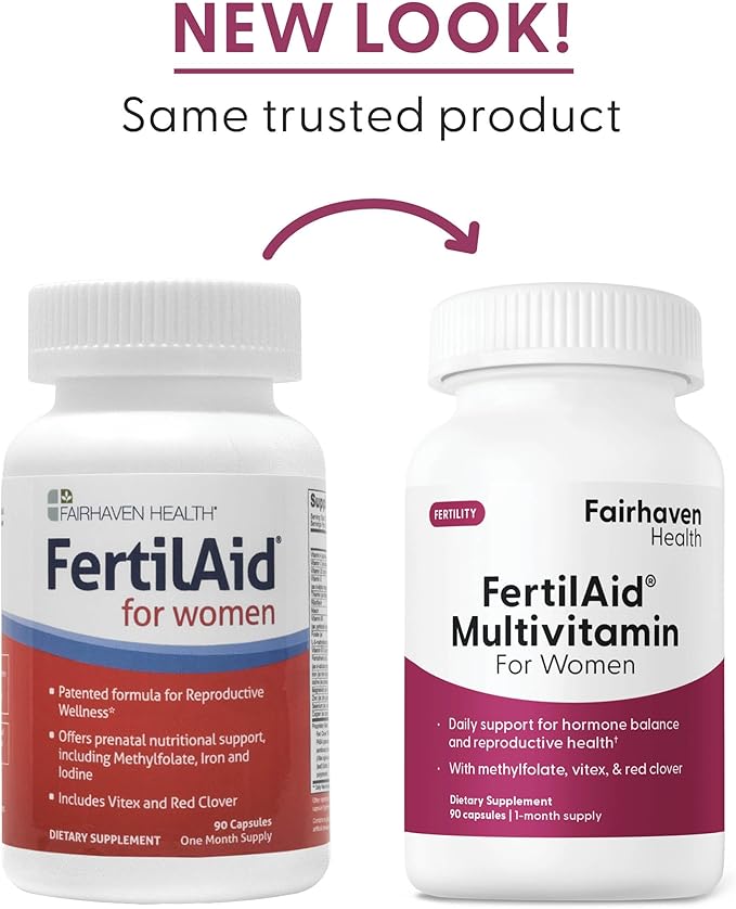 Fairhaven Health FertilAid for Women | Prenatal Vitamin Fertility Supplements for Women | Conception for Her with Vitex and Folate | Support Cycle Regularity and Ovulation* | 90 Capsules