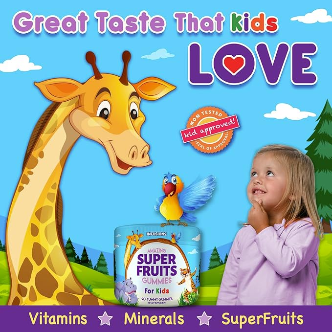 Infusions Super Fruit Gummies 180 Count w/Vitamin A,C,E + Zinc – Organic Silica, Antioxidant Blend – Vegan Friendly - Gluten Free - Non-GMO - 2 Pack