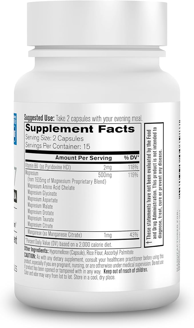 Organixx Magnesium Glycinate Supplement for Support Sleep, Muscle & Heart Health, 7 Type Magnesium Complex with Vitamin B6, Manganese Citrate, Gluten Free, Vegan, Non GMO, (30 Count 2 Pack)