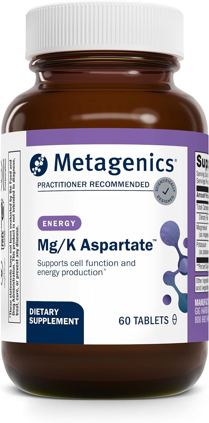 Metagenics Mg/K Aspartate - with Potassium & Magnesium Aspartate - Electrolyte Supplement* - Mineral Magnesium - Highly Absorbable - Non-GMO - Gluten-Free - Vegetarian - 60 Tablets