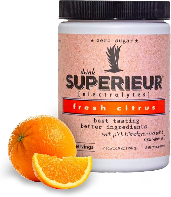 Superieur Electrolytes – Plant Based Electrolyte Supplement w/Sea Minerals for Hydration & Recovery – Keto Friendly, Non-GMO, Zero Sugar, Vegan Healthy Sports Drink Powder – Citrus (70 Servings)