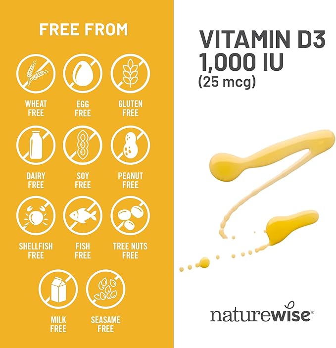 NatureWise Vitamin D3 1000iu (25 mcg) 30-Day Supply for Immune Support, Healthy Muscle Function, and Bone Health - Non-GMO, Gluten Free in Organic Extra Virgin Olive Oil, (Mini Softgel), 30 Count