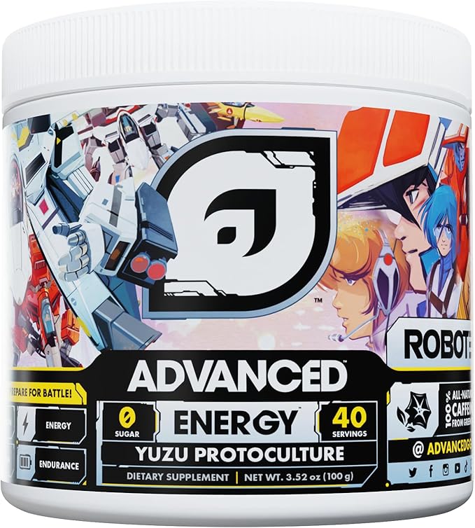 Advanced Energy - Energy Boosting Formula with Electrolytes for Hydration - L-Theanine Combats Jitters - Sugar Free & Keto Friendly - (40 Servings) (Robotech Yuzu)