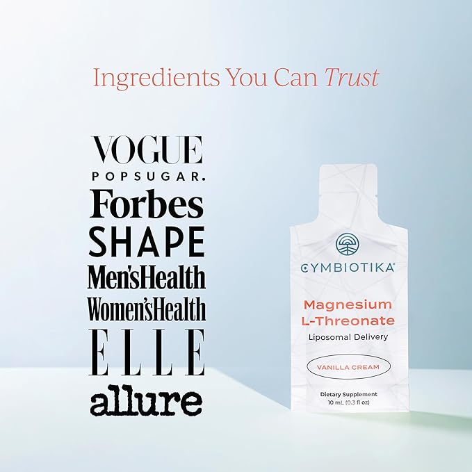 CYMBIOTIKA Magnesium L-Threonate – High-Absorption Magnesium for Brain Health, Memory, Focus & Stress Support – Promotes Mental Clarity, Relaxation & Mood Balance – Fast-Acting Liquid – 2 Month Supply