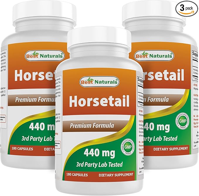 Best Naturals Horsetail 440 mg 180 Capsules (180 Count (Pack of 3))