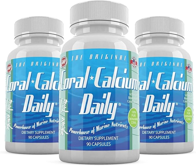 Pure Okinawa Coral Calcium - Marine-Grade Supplement with 72 Trace Minerals - 1475mg, 270 Vegetable Capsules (3 Month Supply)