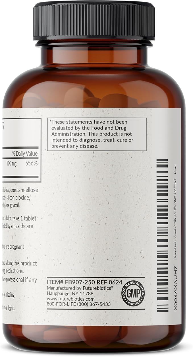 Futurebiotics Vitamin C 500mg Non-GMO, 250 Tablets