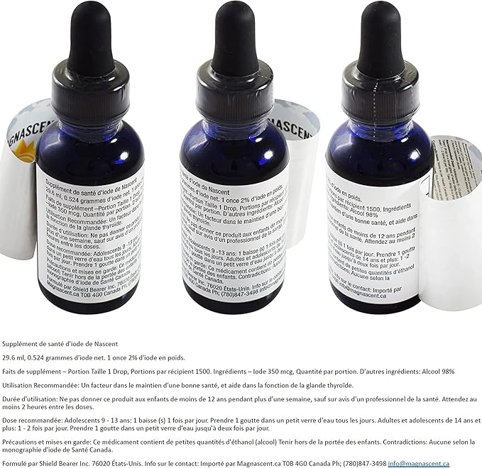 Nascent Iodine Organic Daily Health Supplement High Potency 2% Concentrated Liquid Iodine Drops Supports Energy & Metabolism (1oz/30ml)