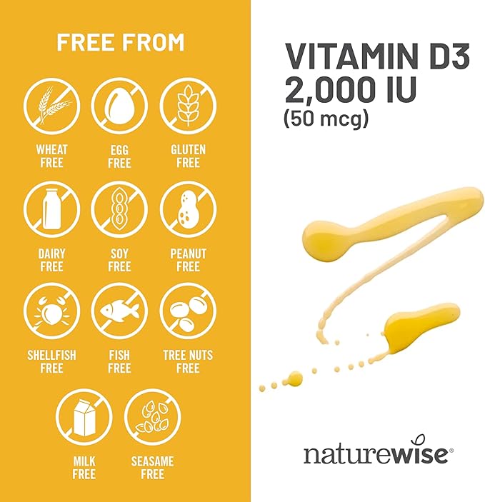 NatureWise Vitamin D3 2000iu (50 mcg) 30-Day Supply for Immune Support, Healthy Muscle Function, and Bone Health - Non-GMO, Gluten Free in Organic Extra Virgin Olive Oil, (Mini Softgel), 30 Count