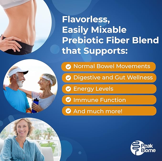 Peak BioBoost Prebiotic Fiber Supplement for Colon Cleanse - Flavorless Digestive Nutritional Supplements - Easy to Dissolve - No Gluten, Soy or Dairy - 3-Month Supply - 90 Servings